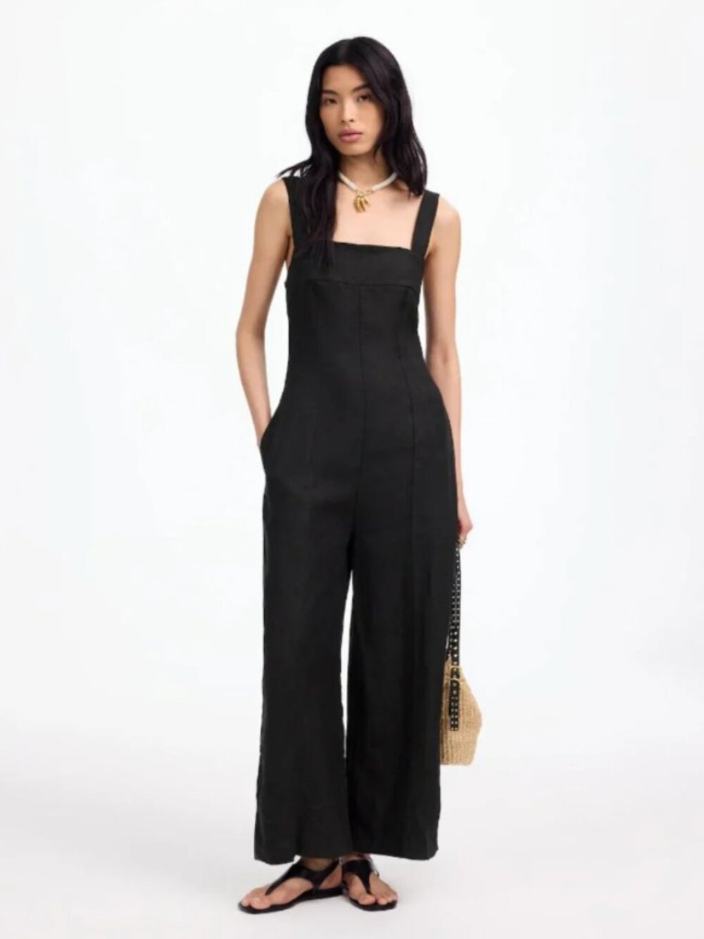 Madewell Black Wide Leg Tie Back Jumpsuit (Size 0)